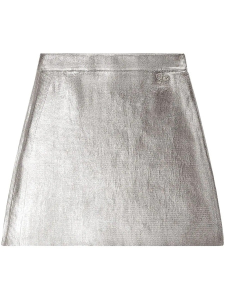  Diesel M-isi Metallic Cotton Mini Skirt - Silver 