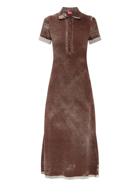  Diesel M-lourens Half-buttoned Polo-collar Midi Dress - Brown 