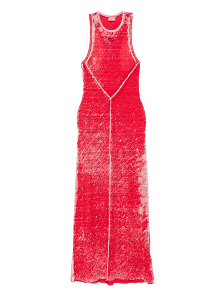  Diesel M-rab Ribbed Sleeveless Maxi Dress - Red 
