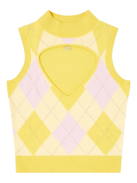  Diesel M-romko-sl Cutout-neckline Wool Vest - Yellow 