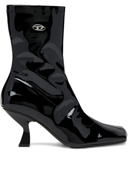  Diesel 75mm Amber Logo-plaque Ankle Boots - Black 