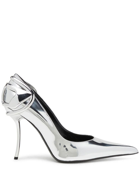 Diesel 90mm Pointed Slingback Pumps - Silver 