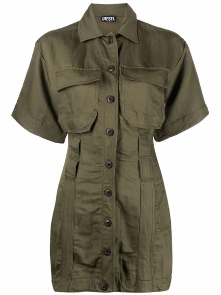  Diesel Multi-pocket Twill Shirt Dress - Green 
