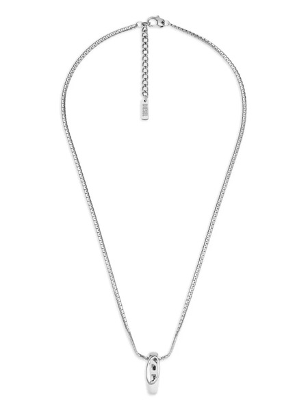  Diesel Oval Logo Ring Necklace - Silver 