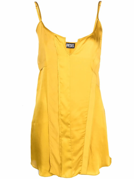  Diesel Panelled Satin Slip Dress - Yellow 