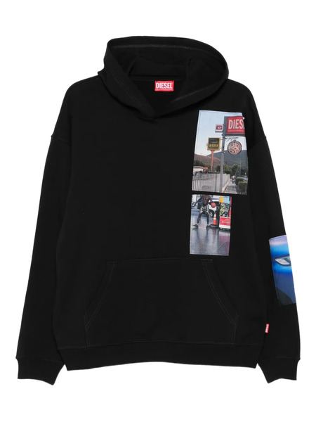  Diesel Patchwork-print Hoodie - Black 