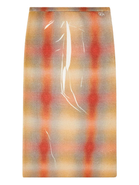  Diesel Plaid Logo Detail Skirt - Neutrals 