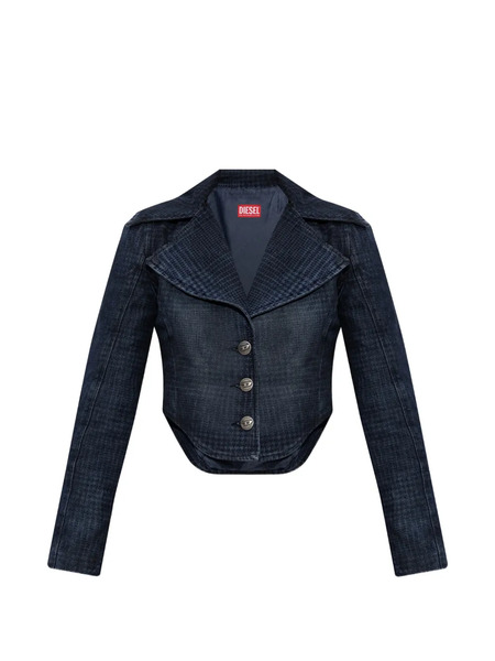  Diesel Prince Of Wales Button Cropped Jacket - Blue 