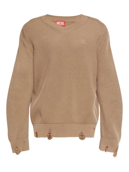  Diesel Ribbed V-neck Sweater - Neutrals 