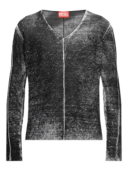  Diesel Robbel Ribbed V-neck Sweater - Black 