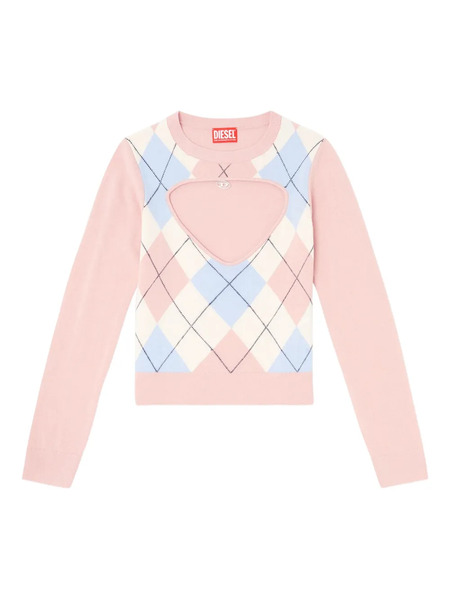  Diesel Romko Cut-out Argyle-pattern Sweater - Pink 