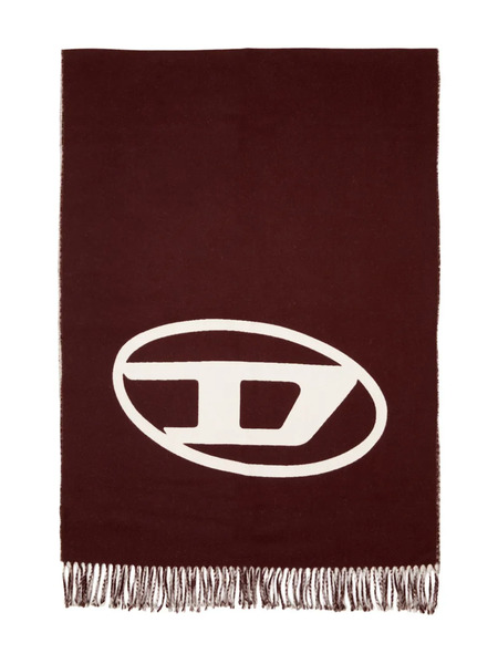  Diesel S-tevie Oval D-logo Fringed-edge Scarf - Brown 