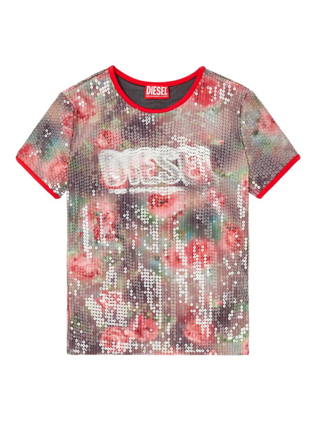  Diesel Sequin Floral T-unkyel T-shirt - Brown 