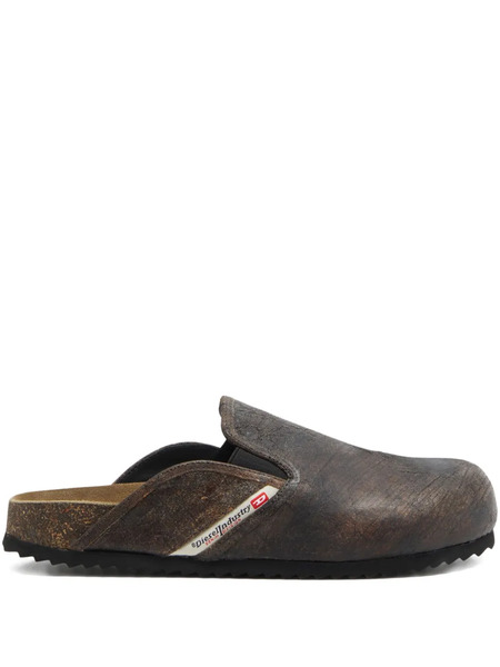  Diesel Slip-on Leather Slippers - Brown 