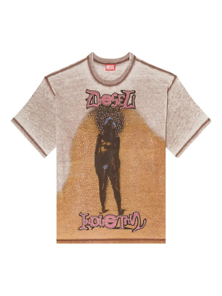  Diesel Studded Graphic T-shirt - Neutrals 