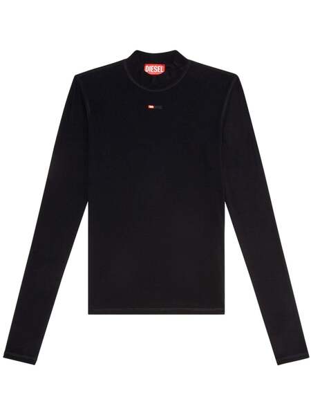  Diesel T-mokky-ls-microdiv Mock-neck Top - Black 