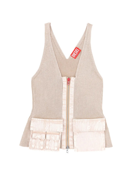  Diesel V-neck Pocket Cotton Top - Neutrals 