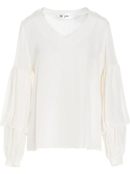  Di.la3 Pari' Puff-sleeve Silk Blouse - White 
