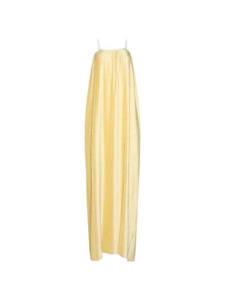  Dima Ayad Spaghetti Strap Pleated Dress - Yellow 