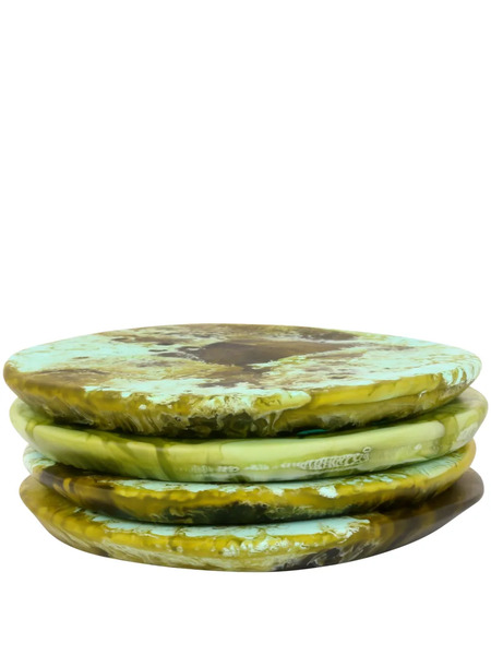  Dinosaur Designs Distressed-effect Coasters (set Of Four) - Green 