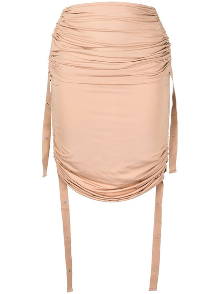  Dion Lee Doric Ruched Midi Skirt - Brown 