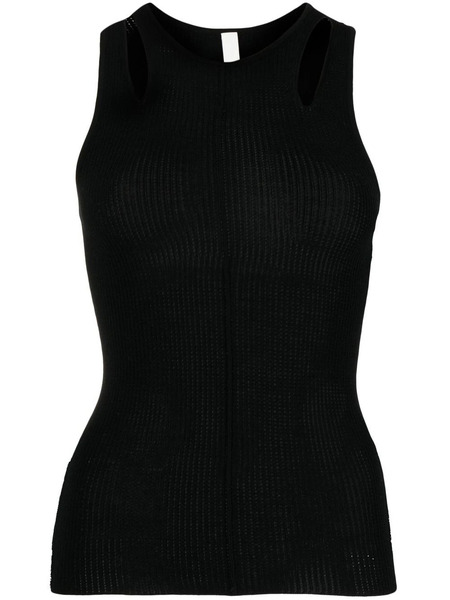  Dion Lee Merino Pointelle Ribbed Tank Top - Black 