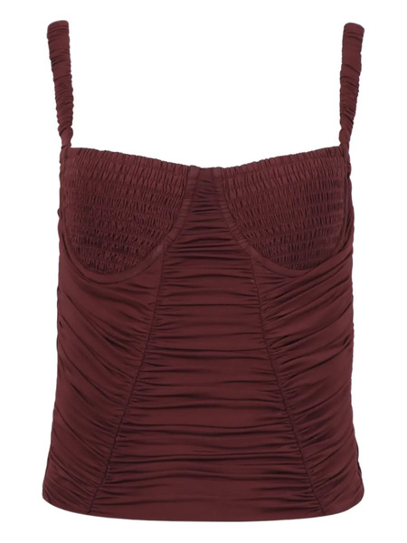  Dion Lee Smocked Corset Top - Red 