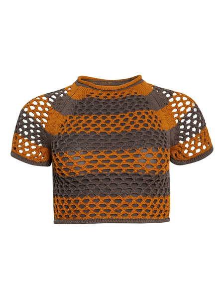  Diotima Rae Crocheted Short-sleeve Top - Brown 