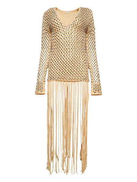  Diotima Sequins-embellished Fringe Maxi Dress - Neutrals 