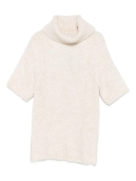  Dixie Roll-neck Short-sleeve Knitted Top - White 