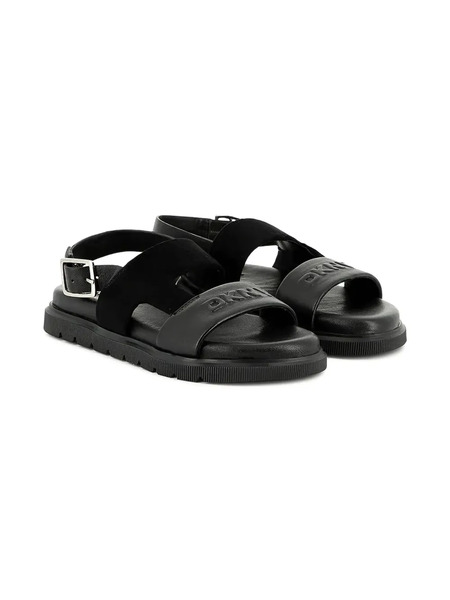  Dkny Buckle-embellished Two-strap Sandals - Black 