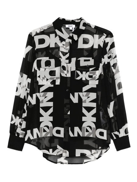  Dkny Button-down Logo-print Shirt - Black 