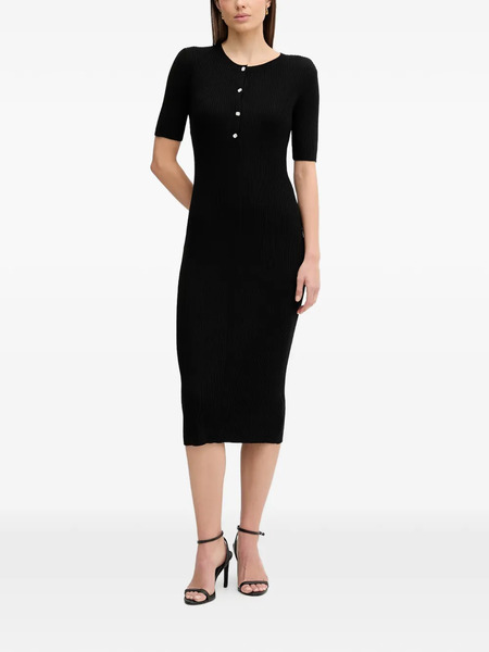  Dkny Button Rib Dress - Black 