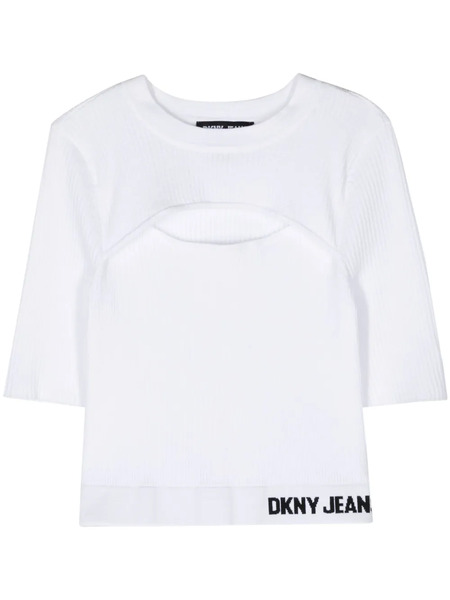  Dkny Cut-out Ribbed-knit Top - White 
