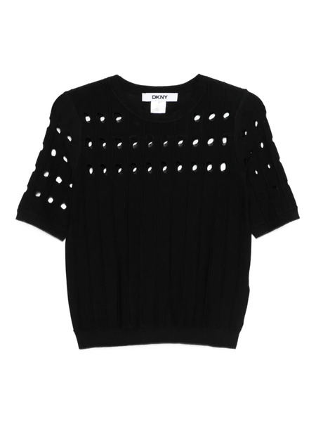  Dkny Cut-out Ribbed Sweater - Black 