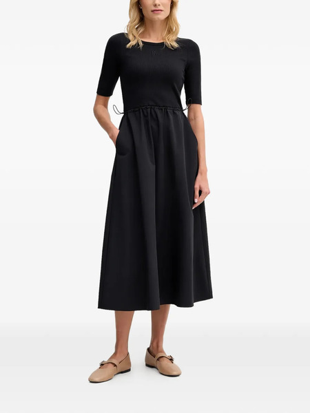  Dkny Drawstring Panelled Midi Dress - Black 