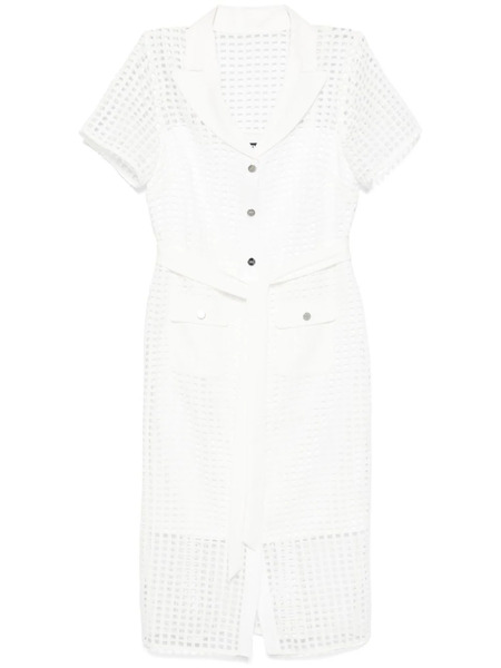  Dkny Grid-pattern Midi Dress - Neutrals 
