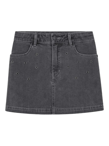  Dkny Kids Eyelet-embellished Denim Skirt - Grey 
