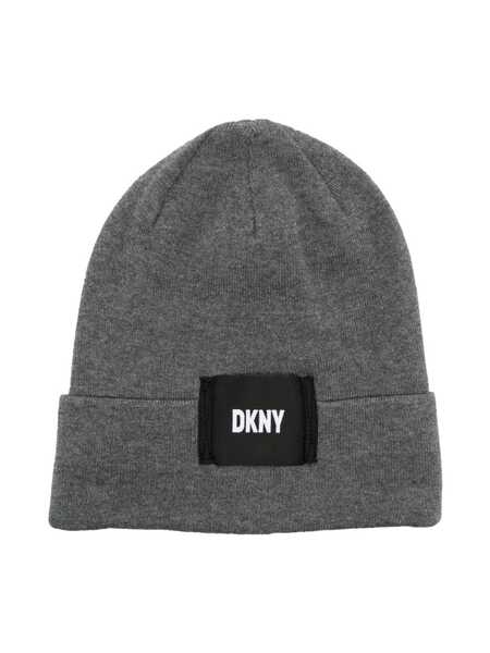  Dkny Kids Logo-patch Beanie - Grey 