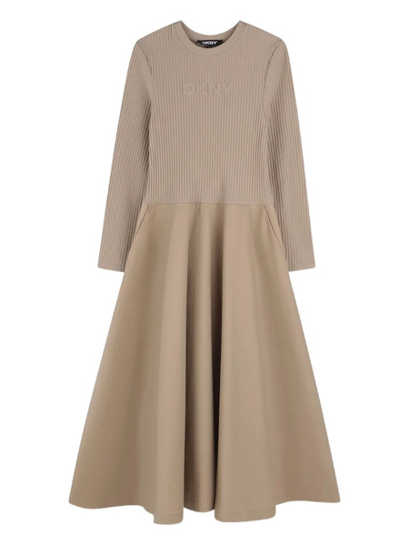  Dkny Kids Ribbed-panel Flared Dress - Neutrals 