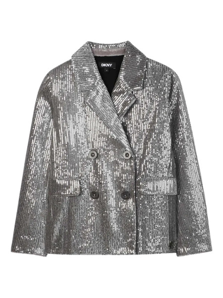 Dkny Kids Sequin-embellished Double-breasted Jacket - Grey 