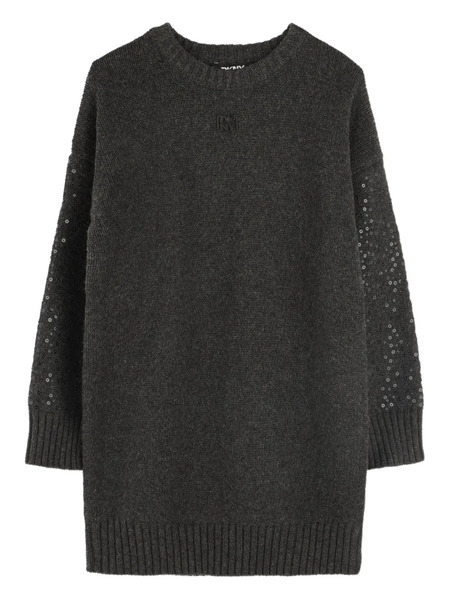  Dkny Kids Sequin-embellished Knitted Dress - Grey 