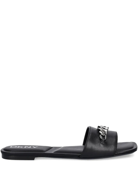  Dkny Leather Slides - Black 