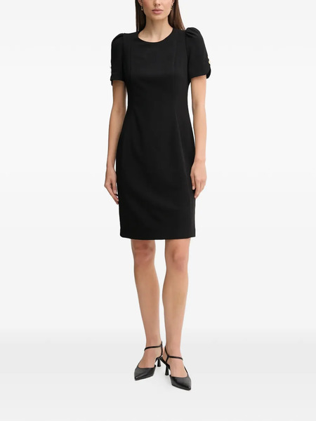  Dkny Puff-sleeve Button Mini Dress - Black 