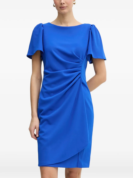  Dkny Puffed Sleeve Gathered Dress - Blue 
