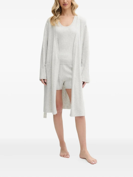  Dkny Ribbed Belted Robe - Grey 