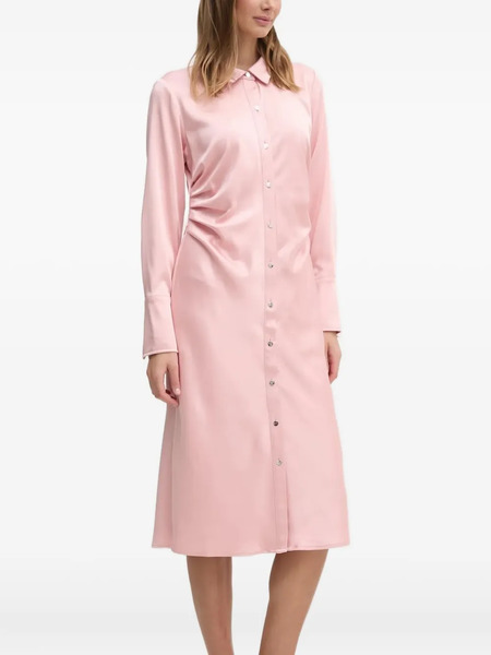  Dkny Satin-panelled Button-front Midi Dress - Pink 