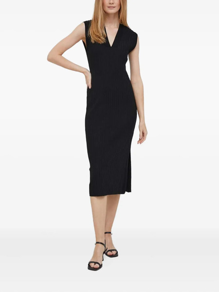  Dkny V-neck Side-slit Dress - Black 