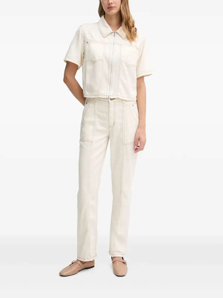  Dkny Zip-front Denim Shirt - Neutrals 
