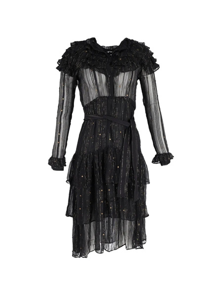  Dodo Bar Or Ruffled Silk Midi Dress - Black 
